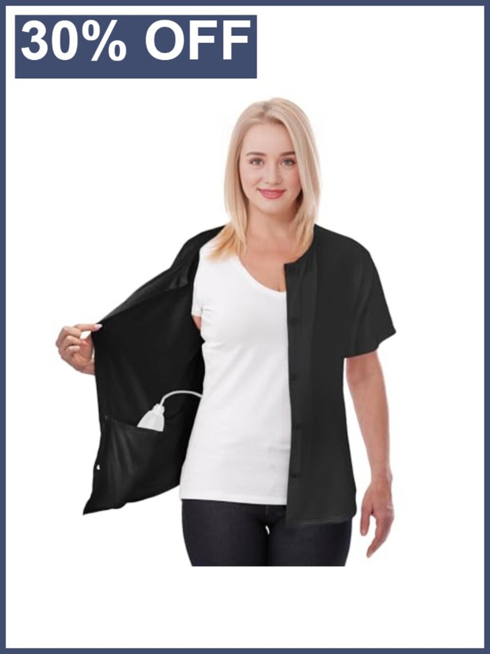 Post Mastectomy Recovery Shirt with Drain Pockets Cotton Blend Half Sleeve